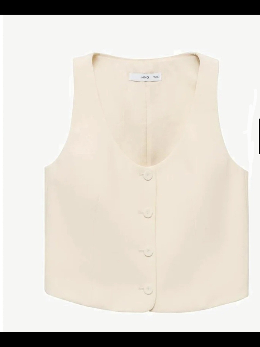 Mango Cream Sleeveless Button Vest Top